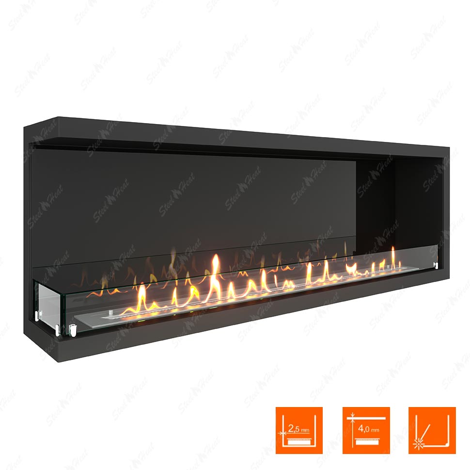 Биокамин угловой SteelHeat Leader 1400 левый стекло + стемалит по цене 68 849 руб.