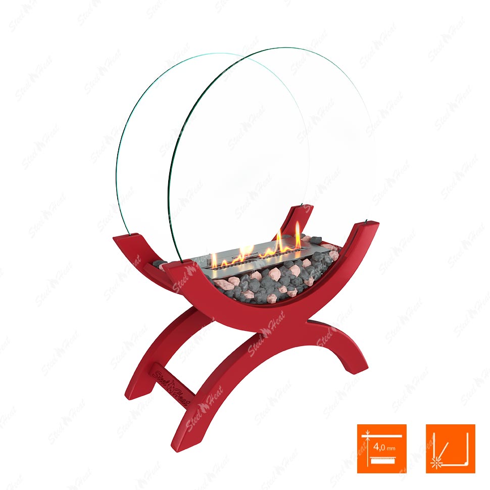 Биокамин напольный SteelHeat WOOD 500 красный по цене 42 900 руб.