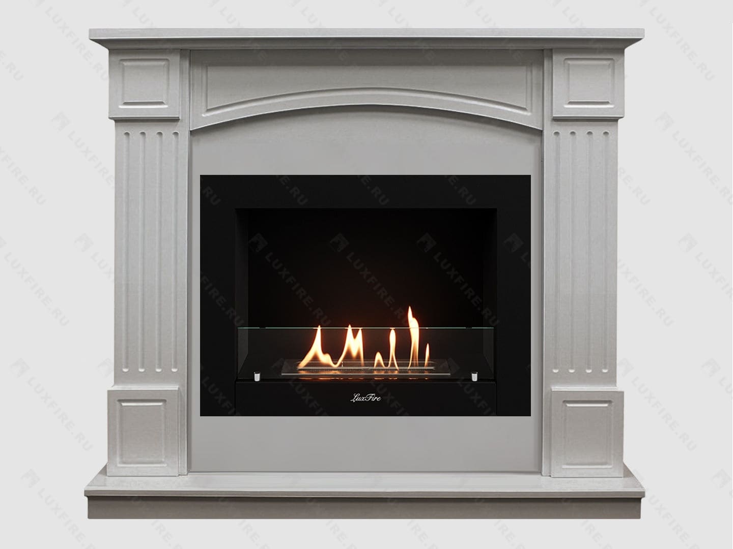 Каминный портал МДФ "Честер 1160" с биокамином Lux Fire "Фаер Бокс 2-30" (белый) по цене 75 700 руб.