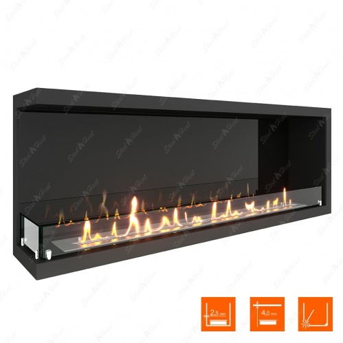 Биокамин угловой SteelHeat Leader 1300 левый стекло + стемалит