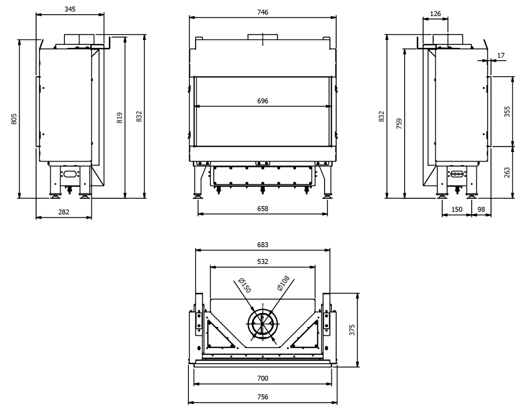 Газовая топка Kratki LEO/70/G20, магистральный газ