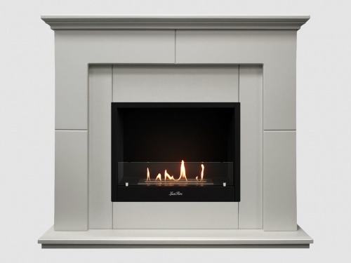 Каминный портал МДФ "Пьер 1300" с биокамином Lux Fire "Фаер Бокс 1-33" (белый)