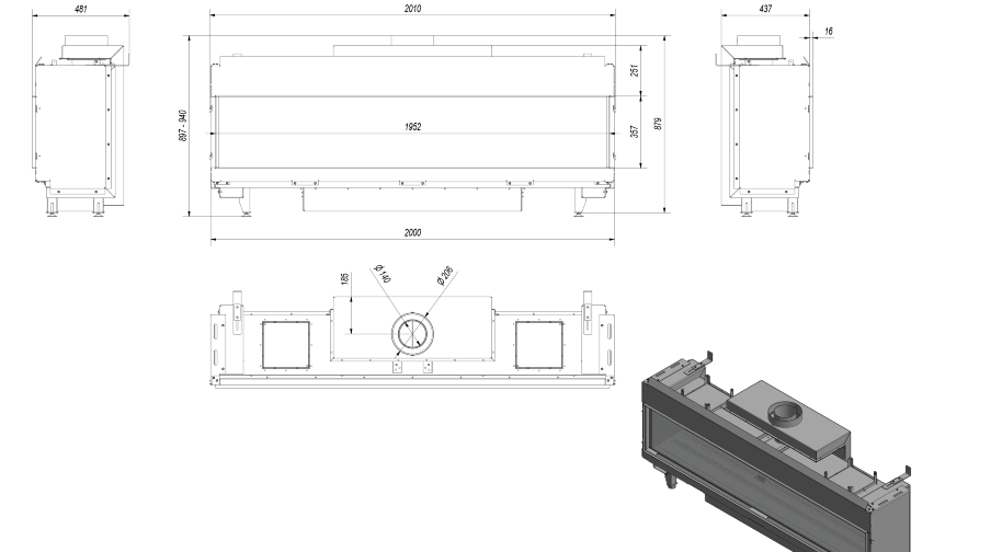 Газовая топка Kratki LEO/200/NG (магистральный газ)