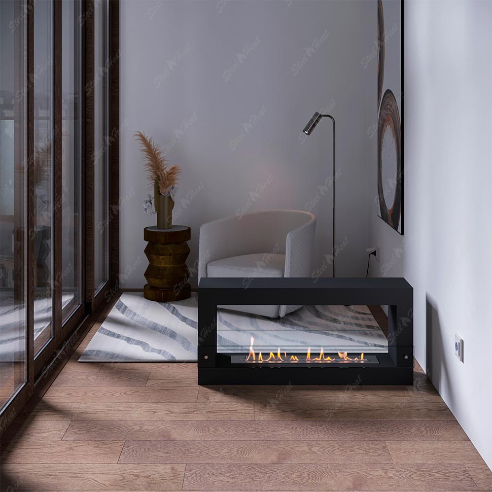 Биокамин напольный SteelHeat FRAME ONE 1000 стекло по цене 59 850 руб.
