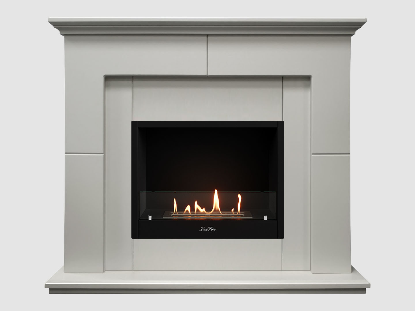 Каминный портал МДФ "Пьер 1200" с биокамином Lux Fire "Фаер Бокс 1-30" (белый) по цене 69 200 руб.
