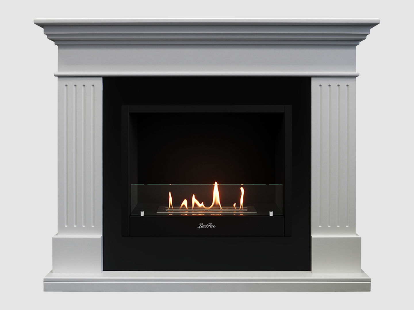 Каминный портал МДФ "Турин 1280" с биокамином Lux Fire "Фаер Бокс 1-25.5" (белый) по цене 66 800 руб.